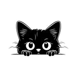 Peekaboo Cat Vector Art - Cute Black Cat Design for Laser Engraving and Crafting