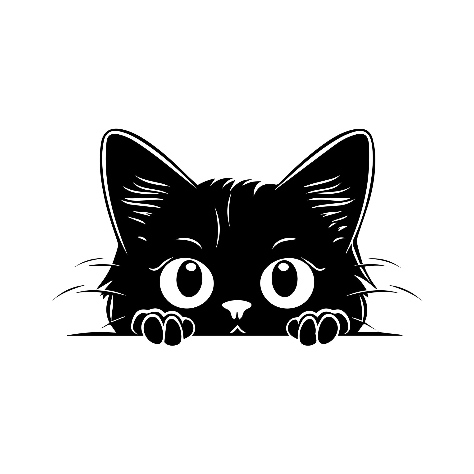 Peekaboo Cat Vector Art - Cute Black Cat Design for Laser Engraving and Crafting