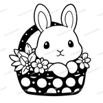 Floral Easter Bunny in Basket SVG File - Free Download