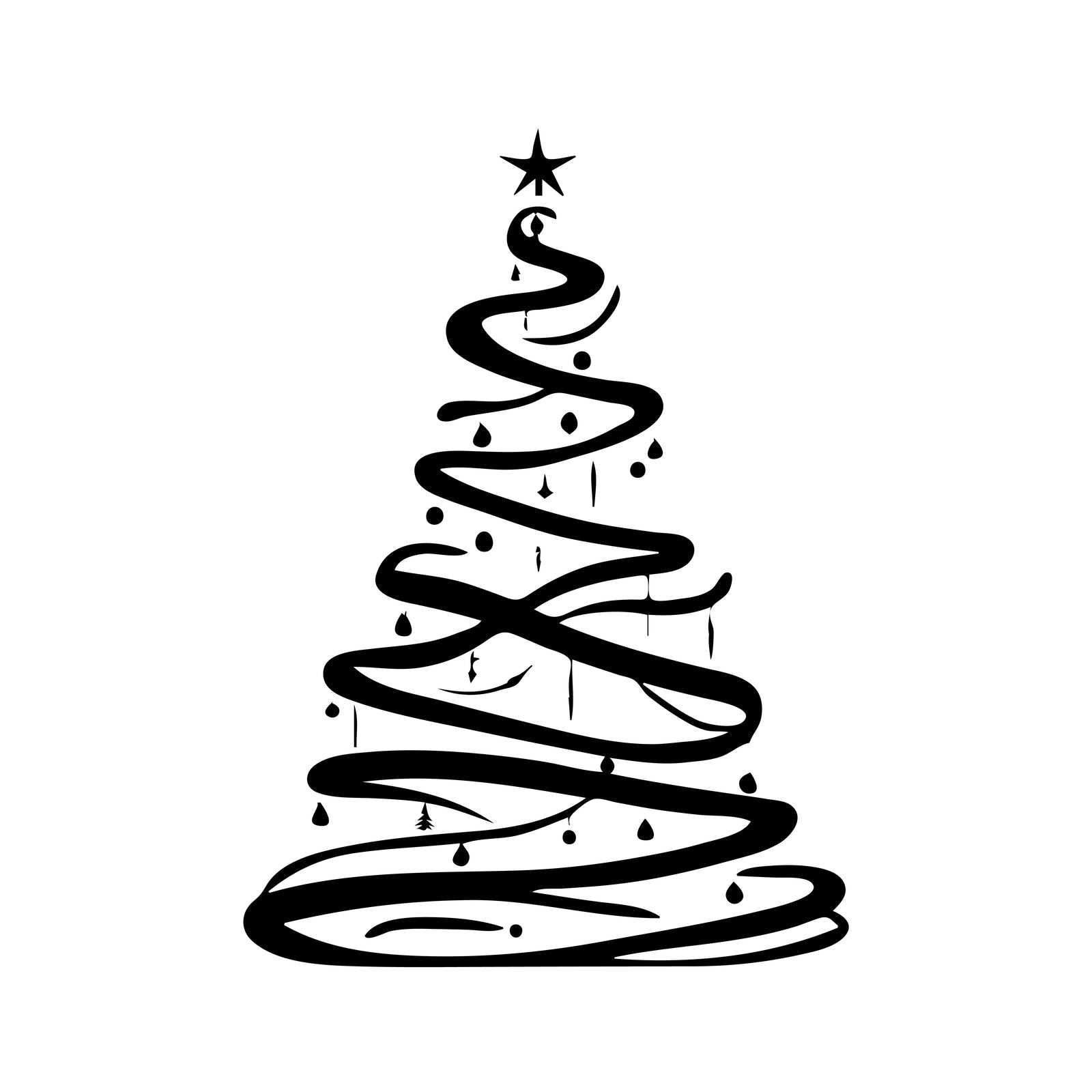 Majestic Christmas Tree Outline - Bold Black Line Art for Festive Decor (JPG, PNG, SVG)