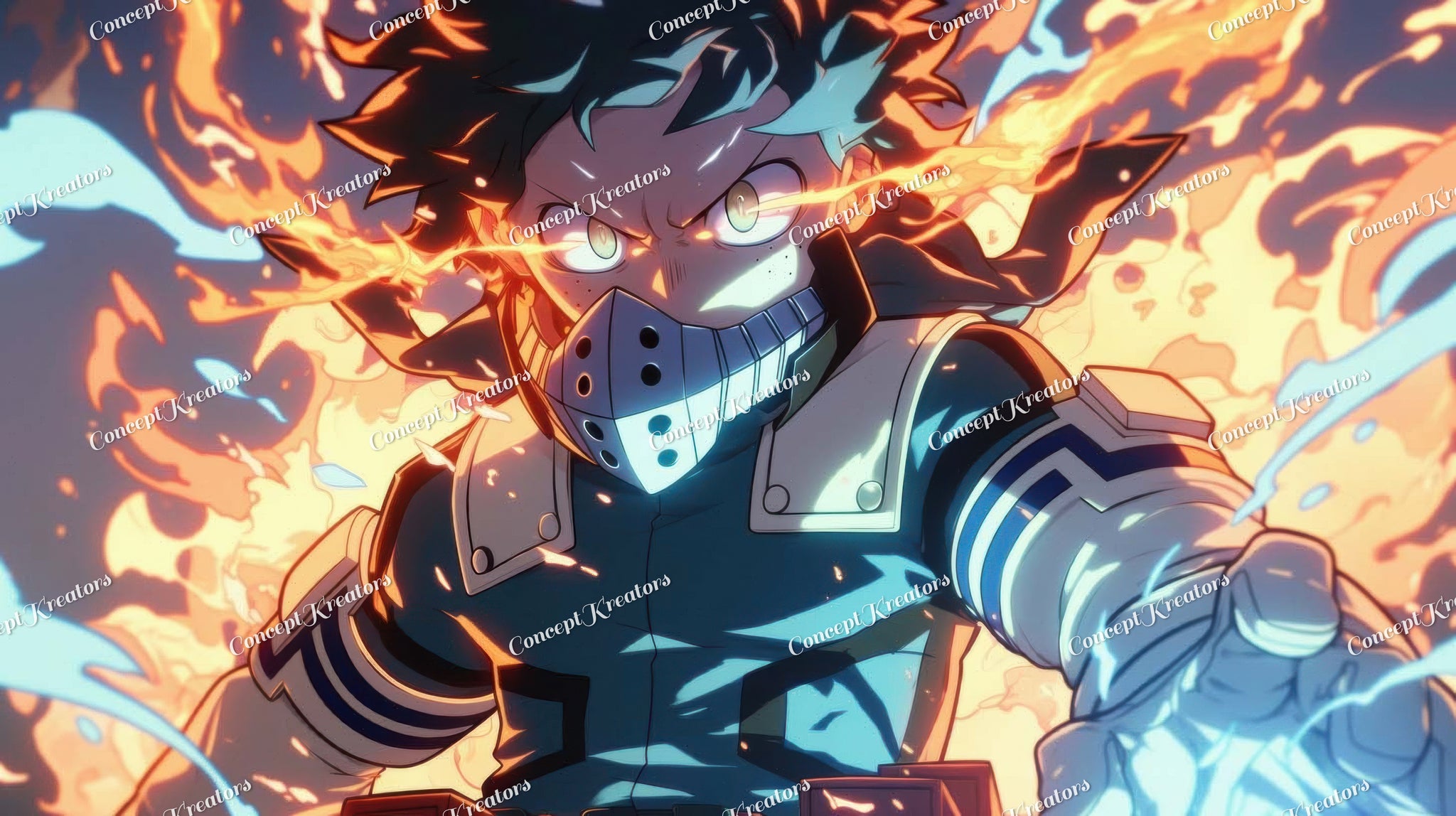 My Hero Academia Inspired Desktop Wallpaper of Deku - High-Quality Digital Art for Anime Fans