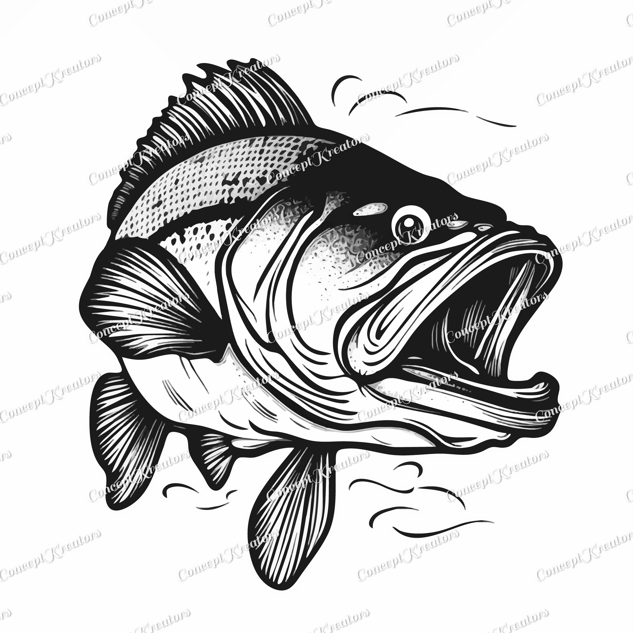 Surprised Largemouth Bass - Free Downloadable SVG File