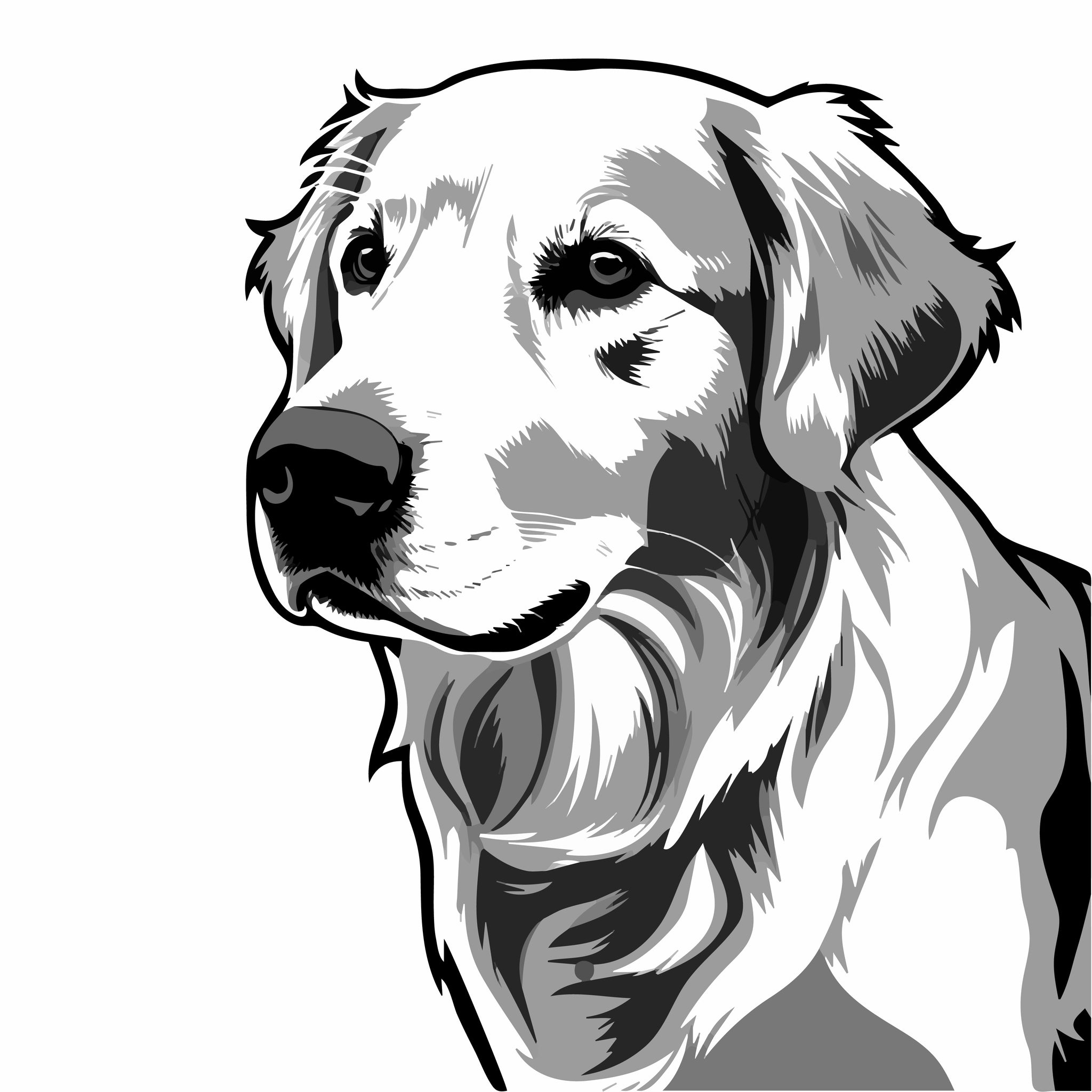 Golden Retriever Vector Art - Detailed Dog Illustration for Laser Engraving, Crafts, and Design