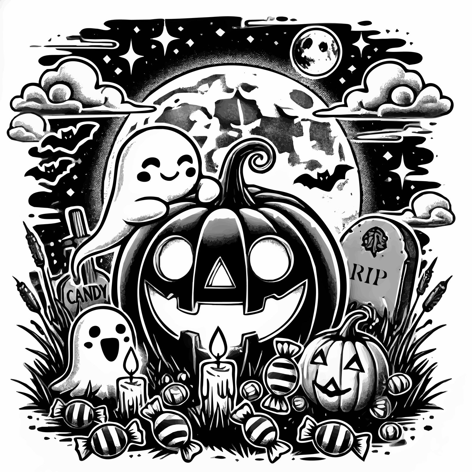 Halloween Pumpkin and Ghost Free Downloadable SVG File