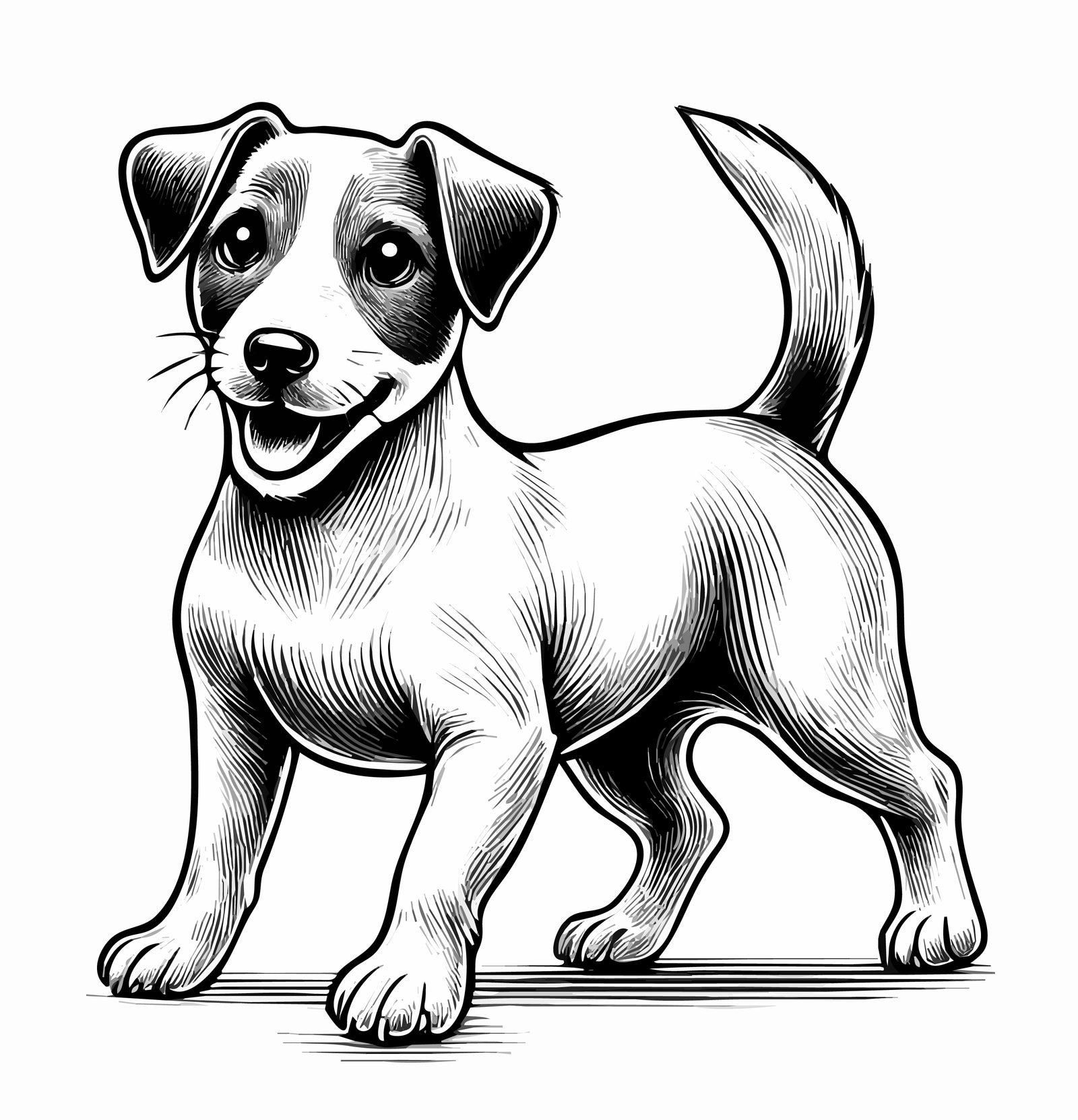 Adorable Short-Haired Jack Russell Terrier Line Art - SVG, PNG, JPG Bundle for Laser Engraving and Crafting