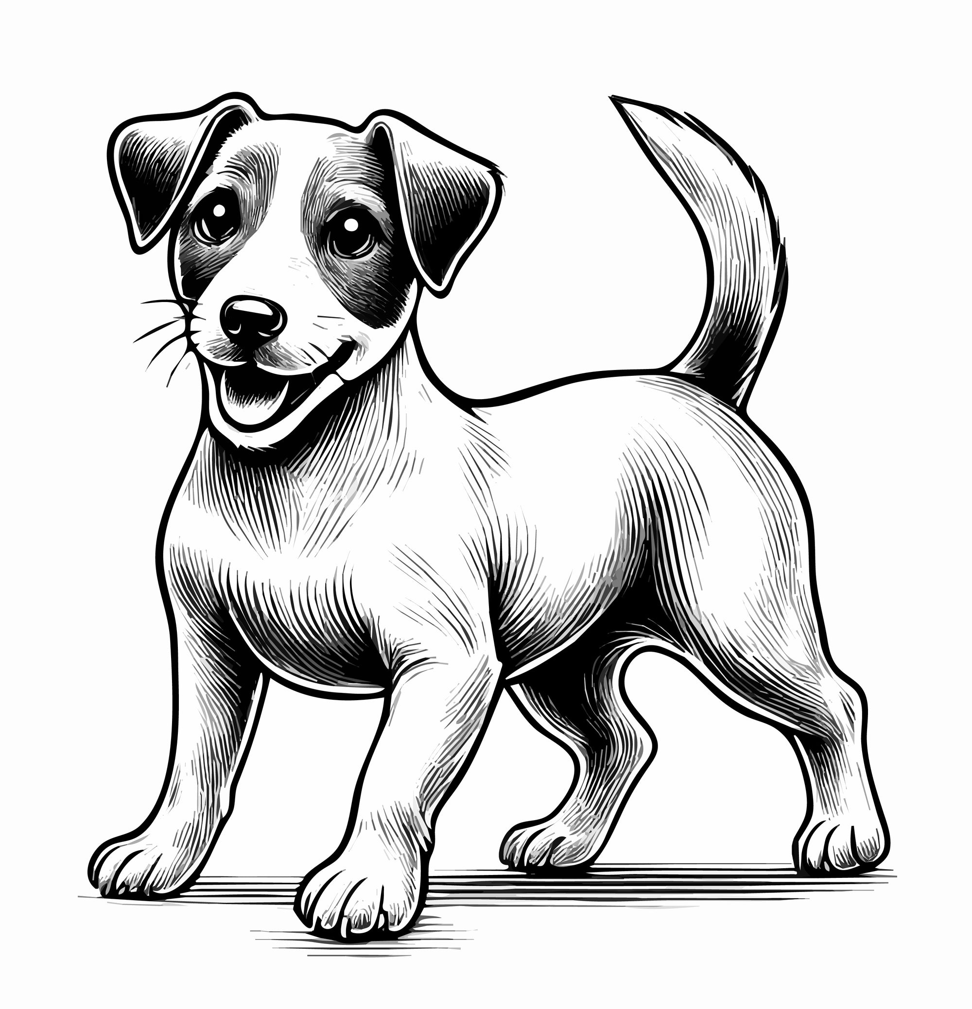 Adorable Short-Haired Jack Russell Terrier Line Art - SVG, PNG, JPG Bundle for Laser Engraving and Crafting