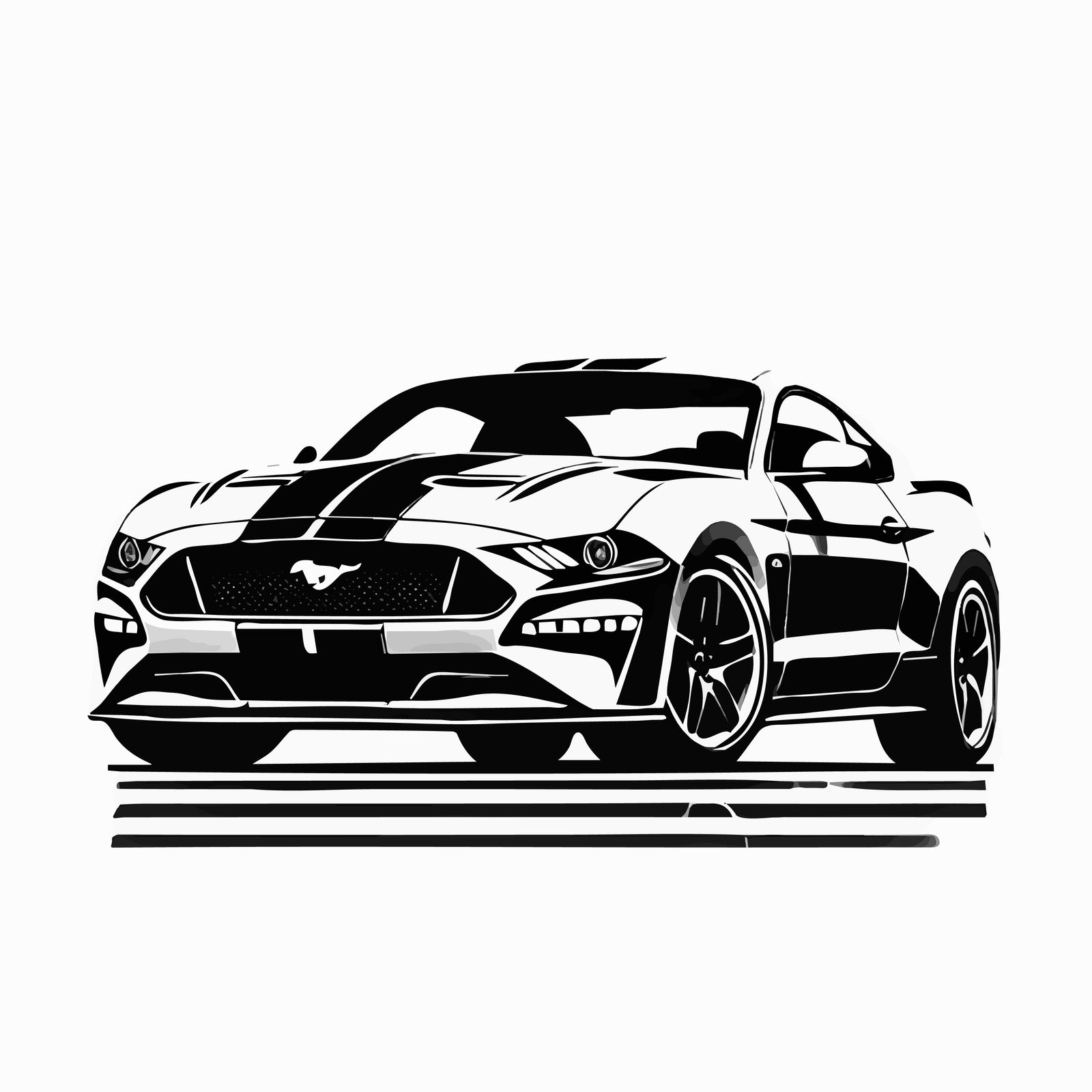 Mustang Car Vector Art - High-Quality Digital Download for Engraving & Crafting