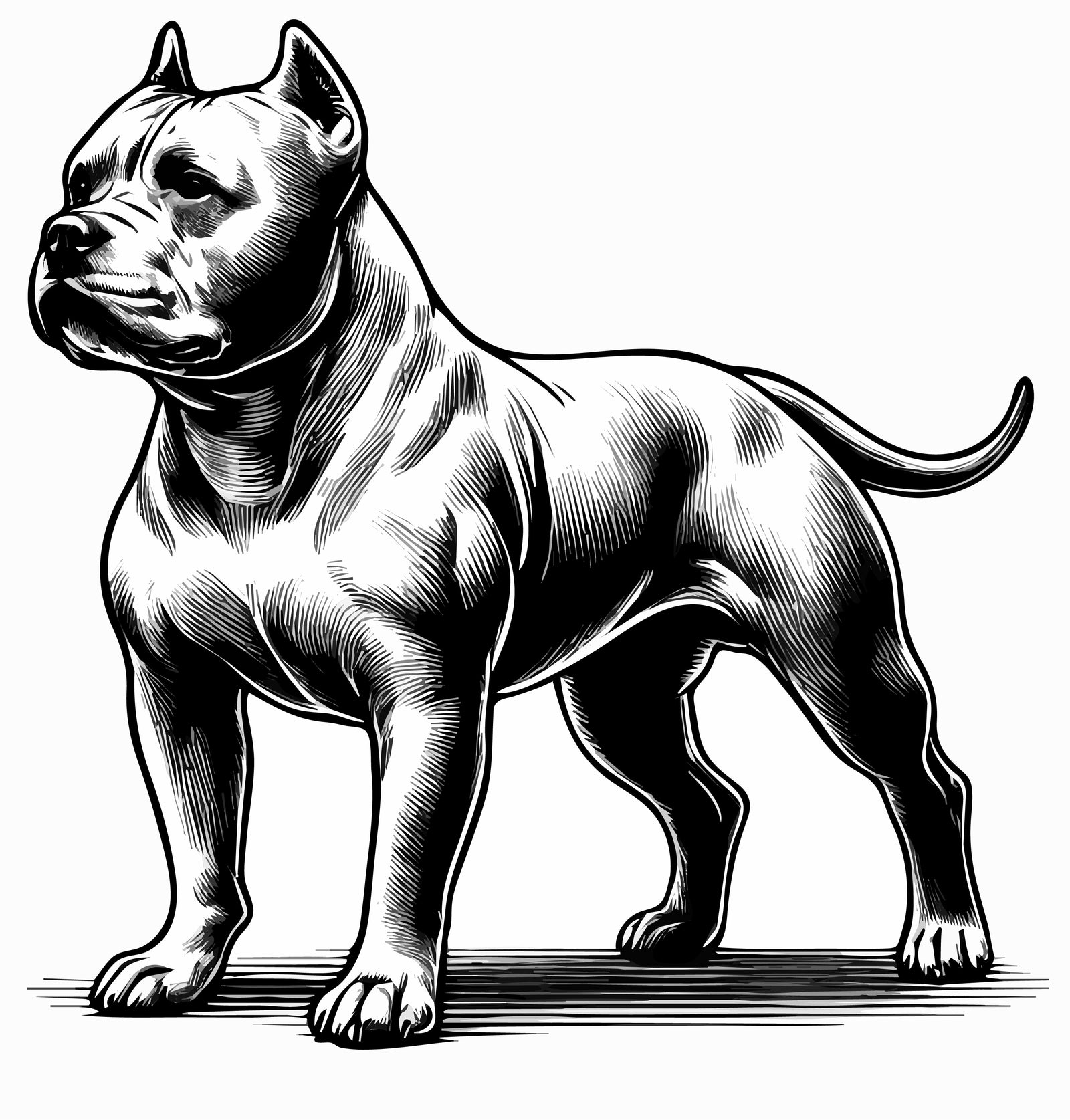 Strong and Confident Pitbull Line Art - SVG, PNG, JPG Bundle for Laser Engraving and Crafting