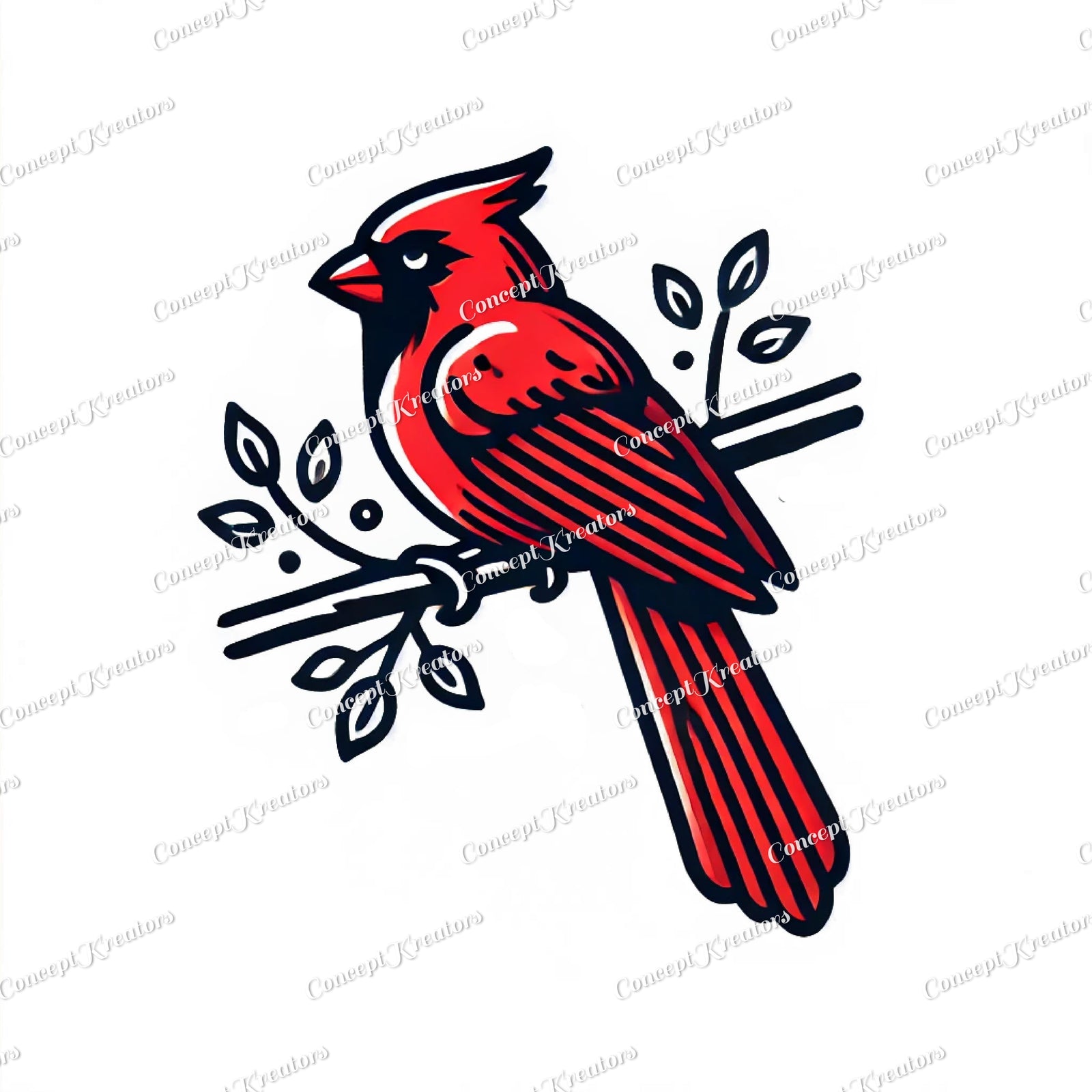 Vibrant Red Cardinal Vector Art