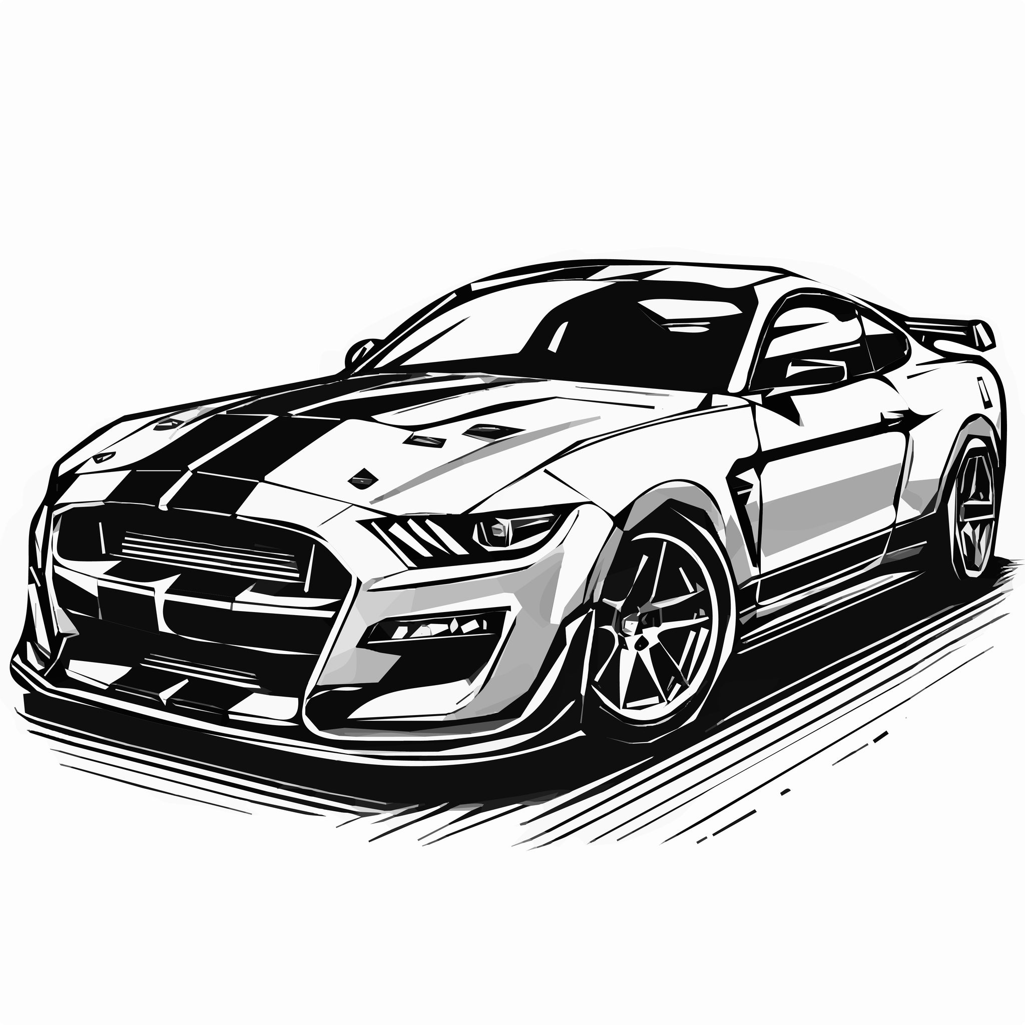 Dodge Shelby SVG Vector Art – Black and White High-Resolution Design