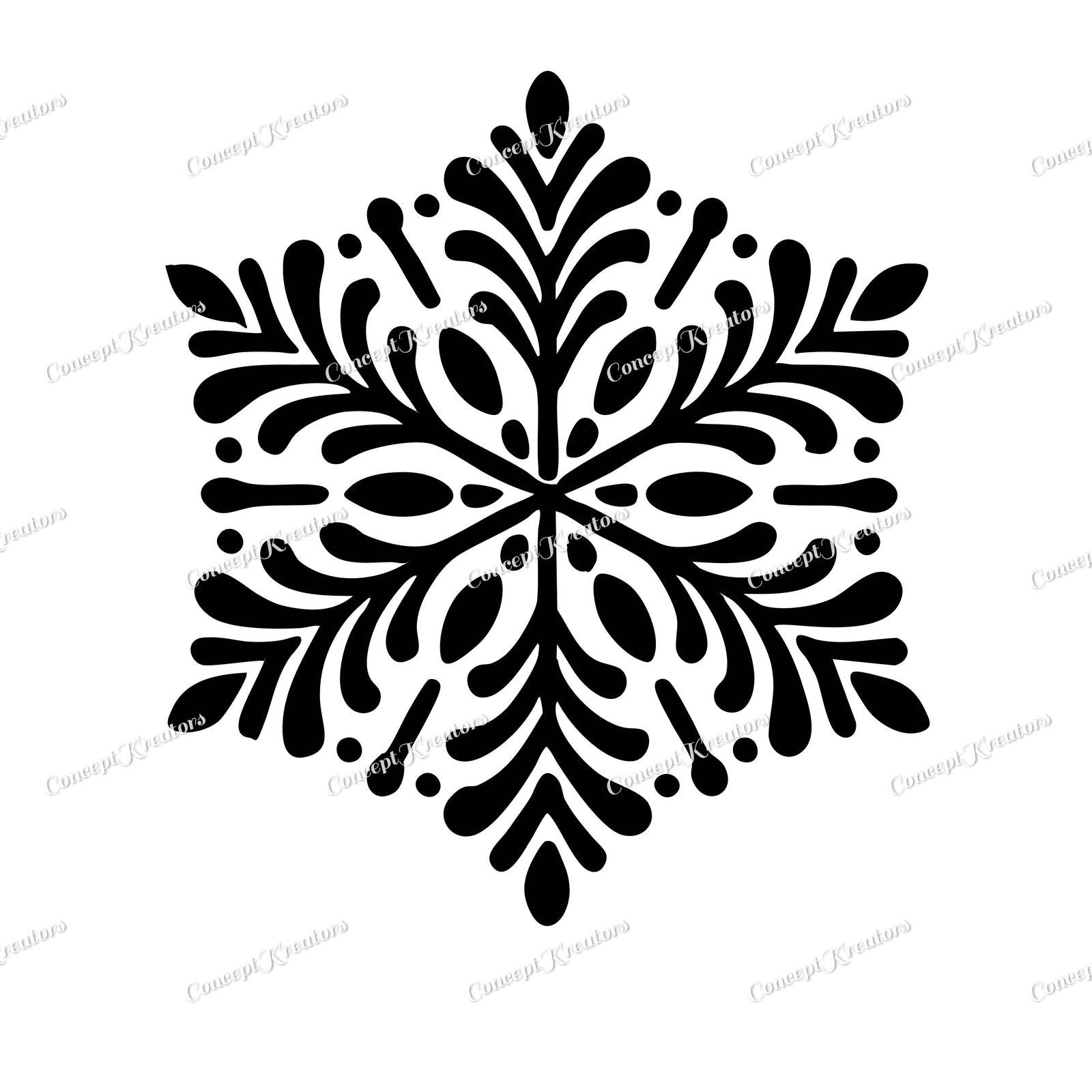 Elegant Black and White Snowflake Outline Vector - Winter Clipart for Crafts and Designs