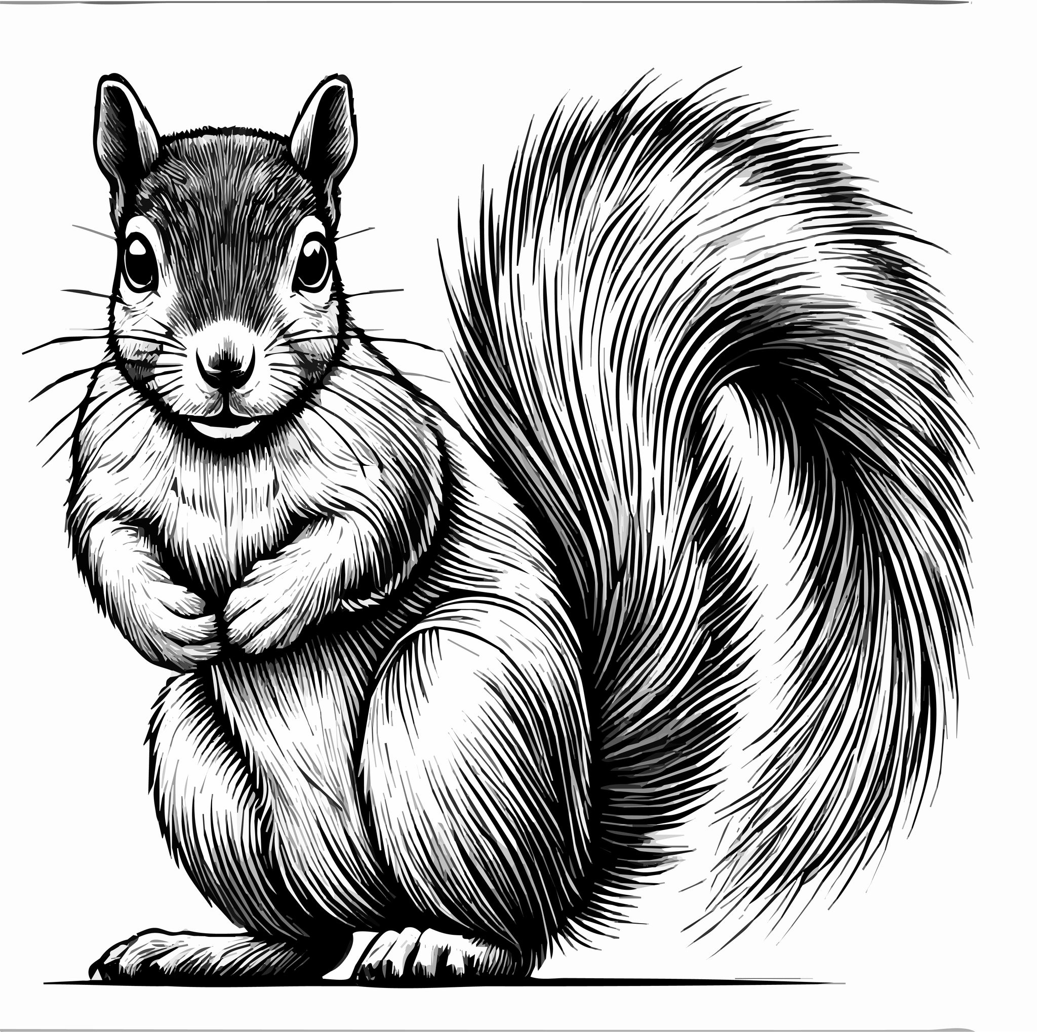 Squirrel Vector Art - Intricate Woodland Animal Design for Crafting and Decor