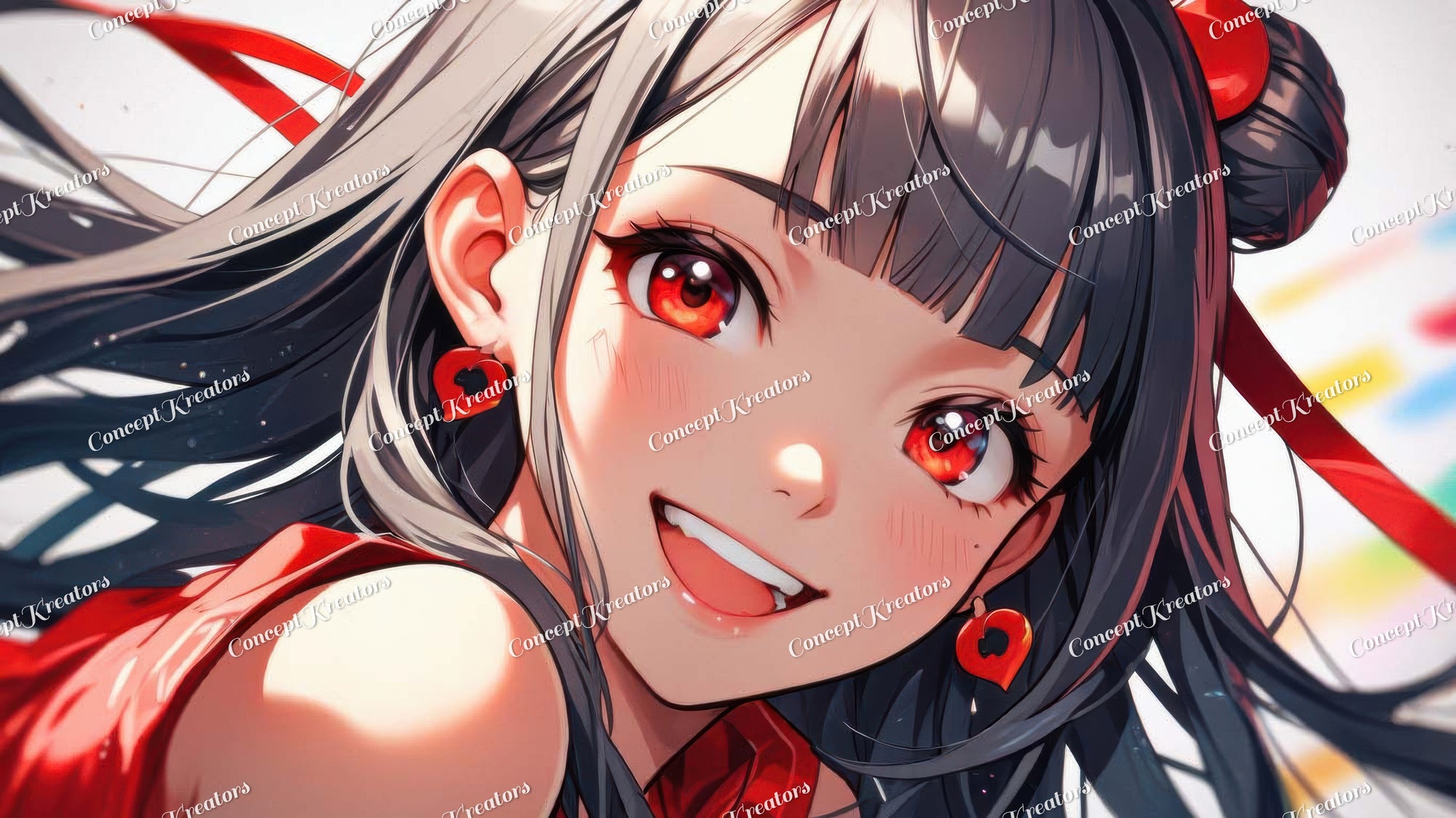 Vibrant Anime Girl Wallpaper in Red for PC