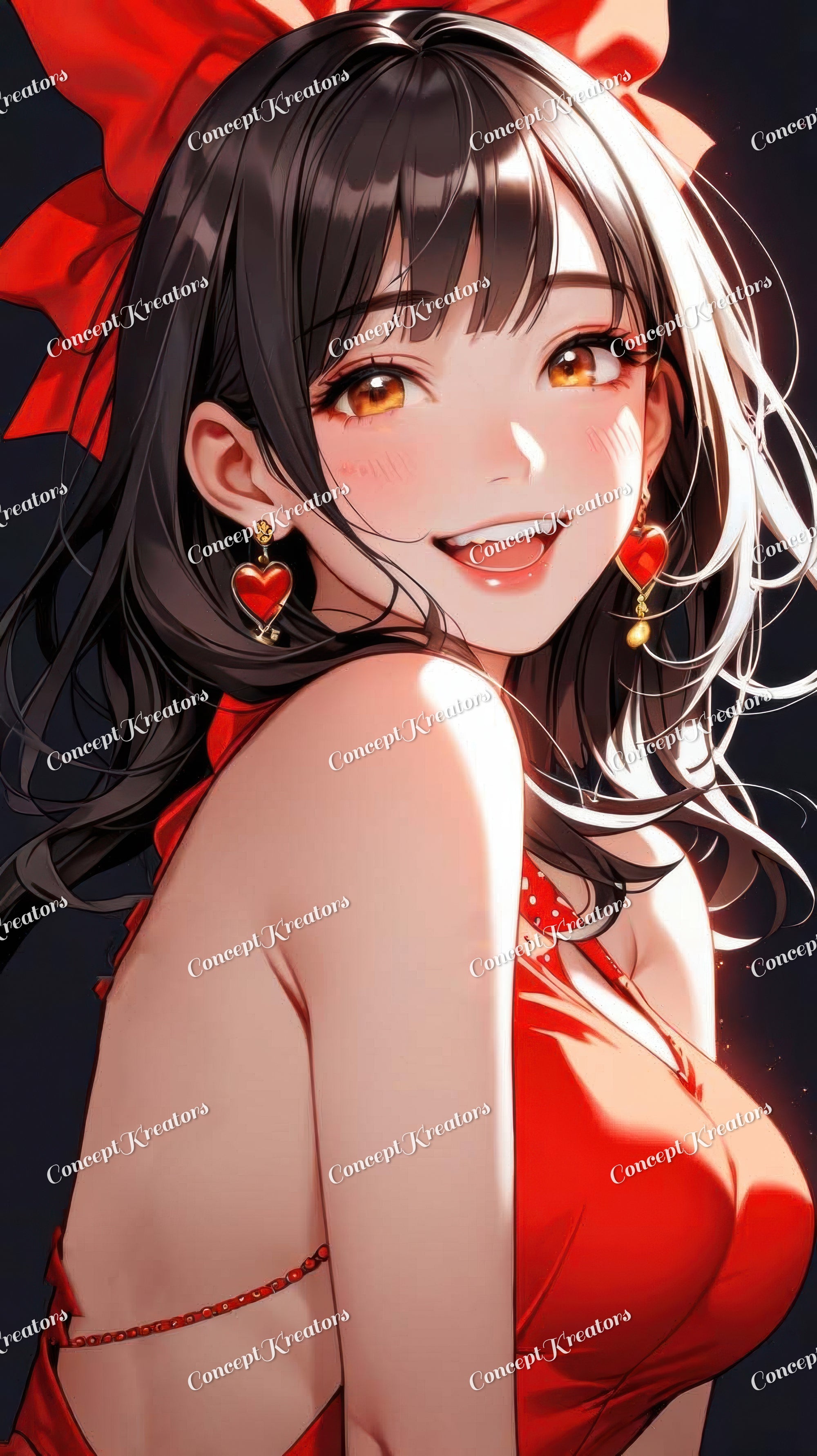 Vibrant Anime Girl Wallpaper in Red for Mobile Devices