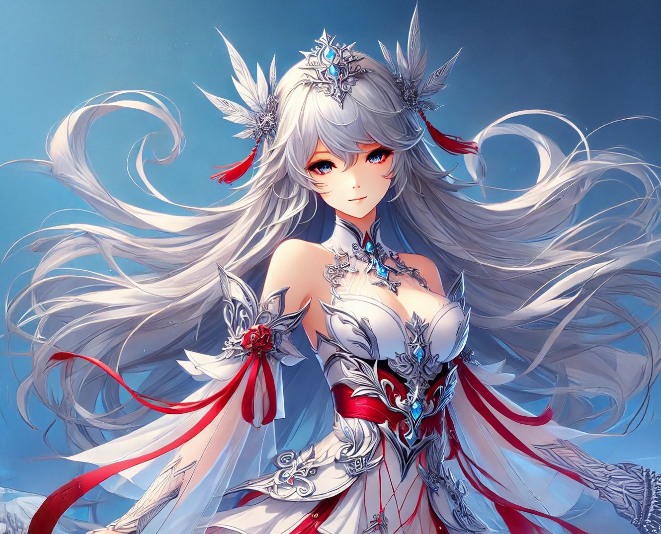 Silver-Haired Warrior Anime Girl