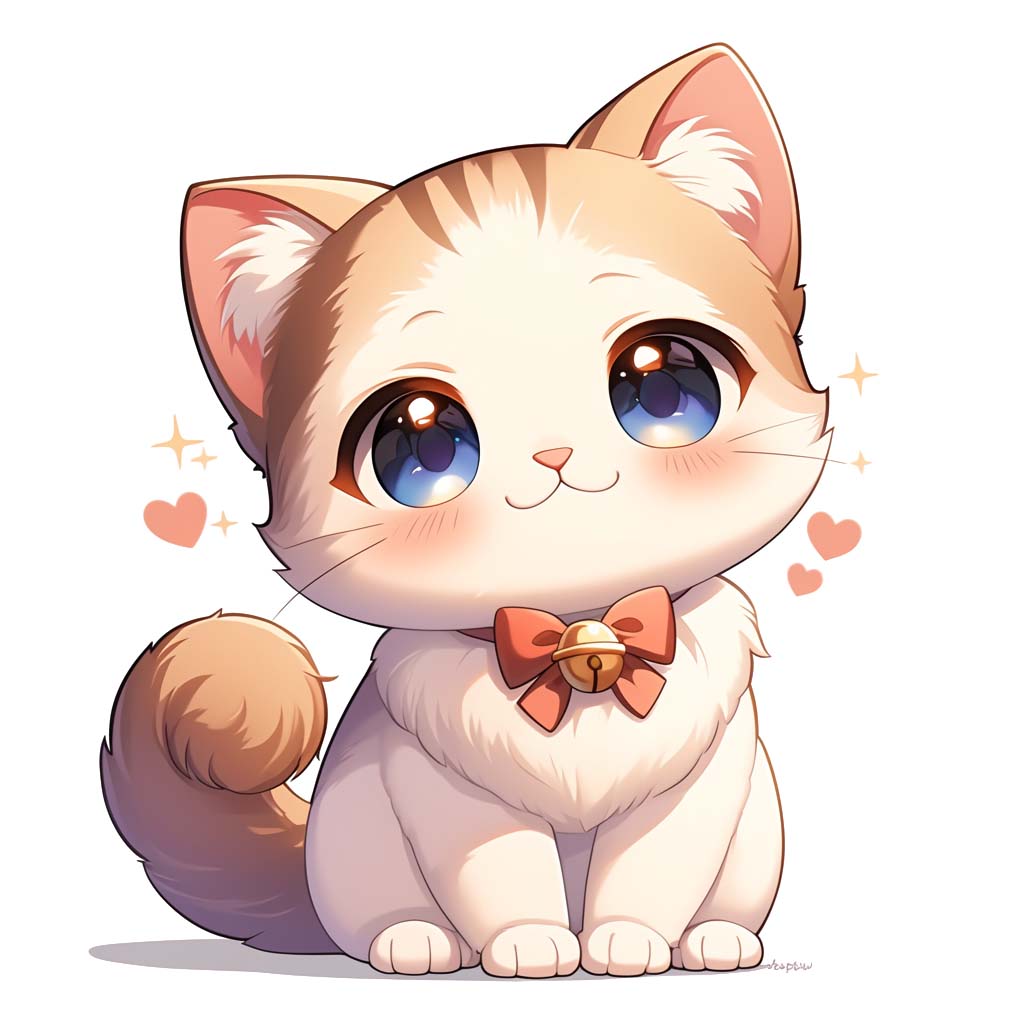 Kawaii Cat Clipart - Adorable Cat Illustration PNG, JPG, SVG for Crafts & Designs