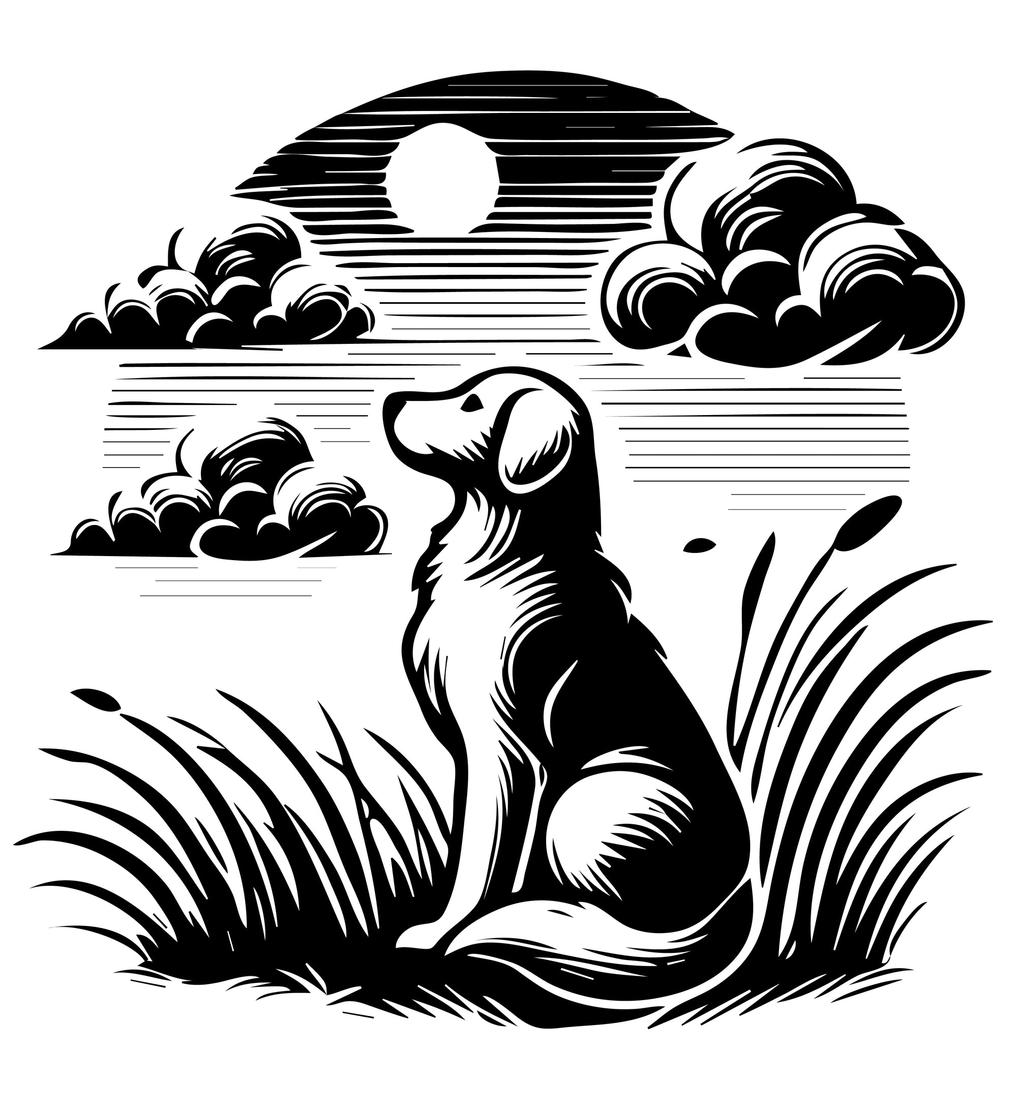 Serene Dog in Nature Vector Art