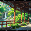 Studio Ghibli Inspired Anime Landscape Desktop Wallpaper | Serene Japanese Garden & Waterfall | Digital Download