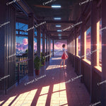 Studio Ghibli Inspired Anime Landscape Desktop Wallpaper | Beautiful Pier at Sunset | Digital Download